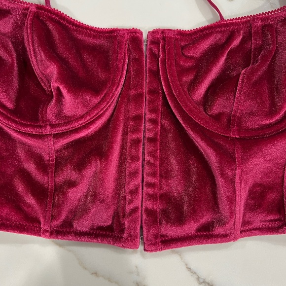 Deep Fuchsia Hook & Eye Velvet Bralette - Picture 13 of 14